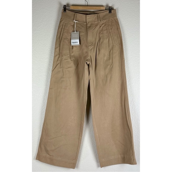 Everlane NWT *** FLAWED ***The Way High Drape Pants Tan / Ash Brown, size 6S - Picture 2 of 15